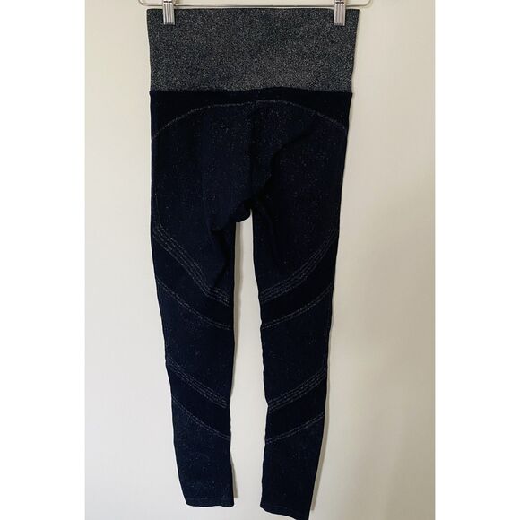 Athleta Twilight Tight Navy Silver Leggings High Rise Stretchy Reflective Trim S - Picture 3 of 10